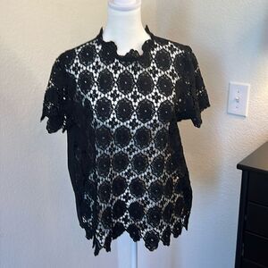 Who What Wear Crochet Cap Sleeve Top - Size M